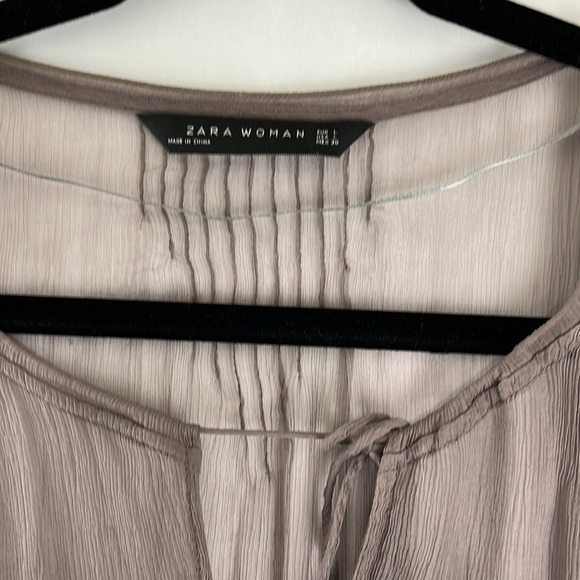 Zara Purple-Grey Sheer Loose Button-Up Blouse - Picture 4 of 7